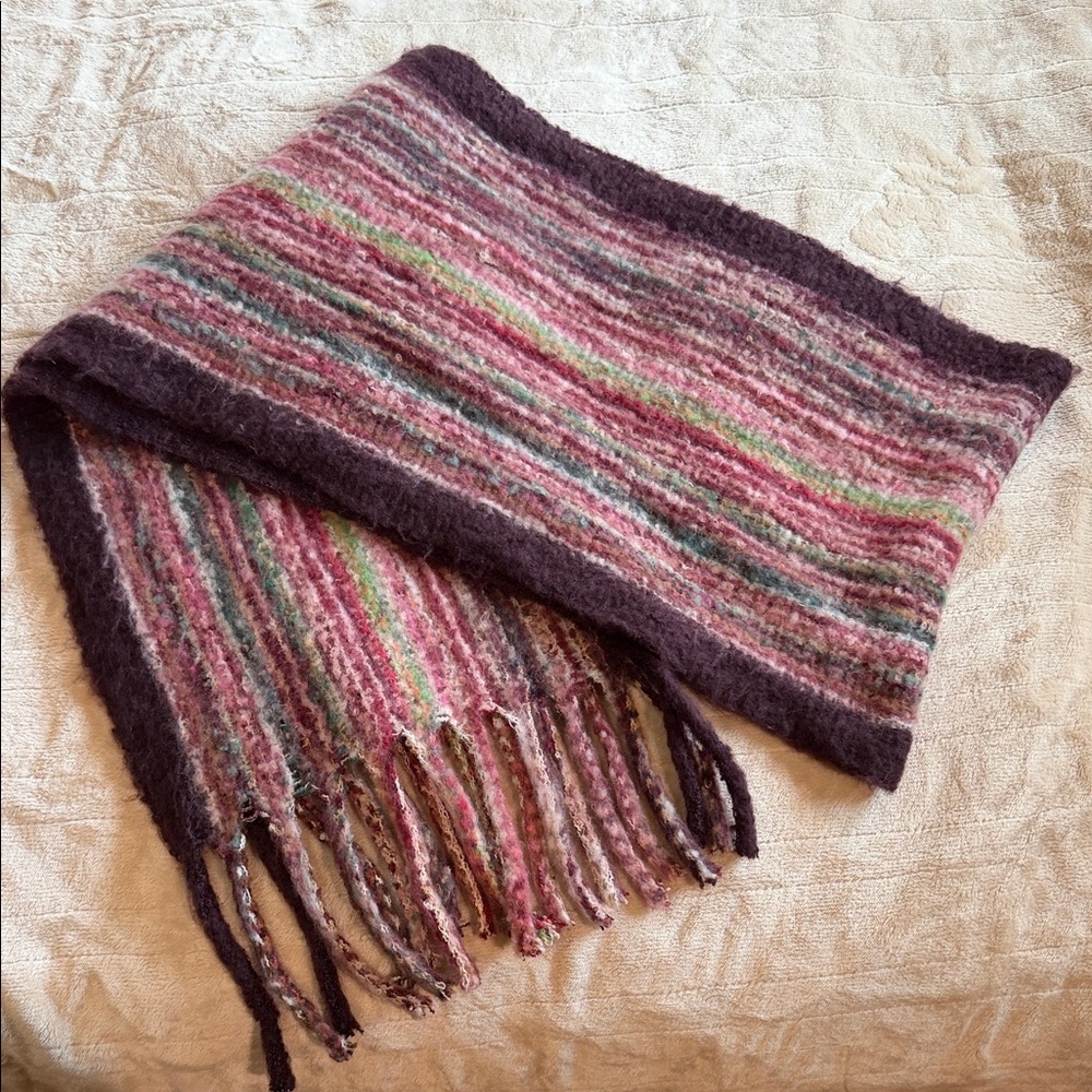 Womens Multicolor Striped Knit Scarf - Unbranded